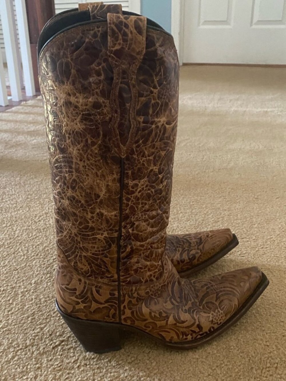 Women's Lucchese Leather Cowboy Boots M5711 Autumn Dry Leaf Leather